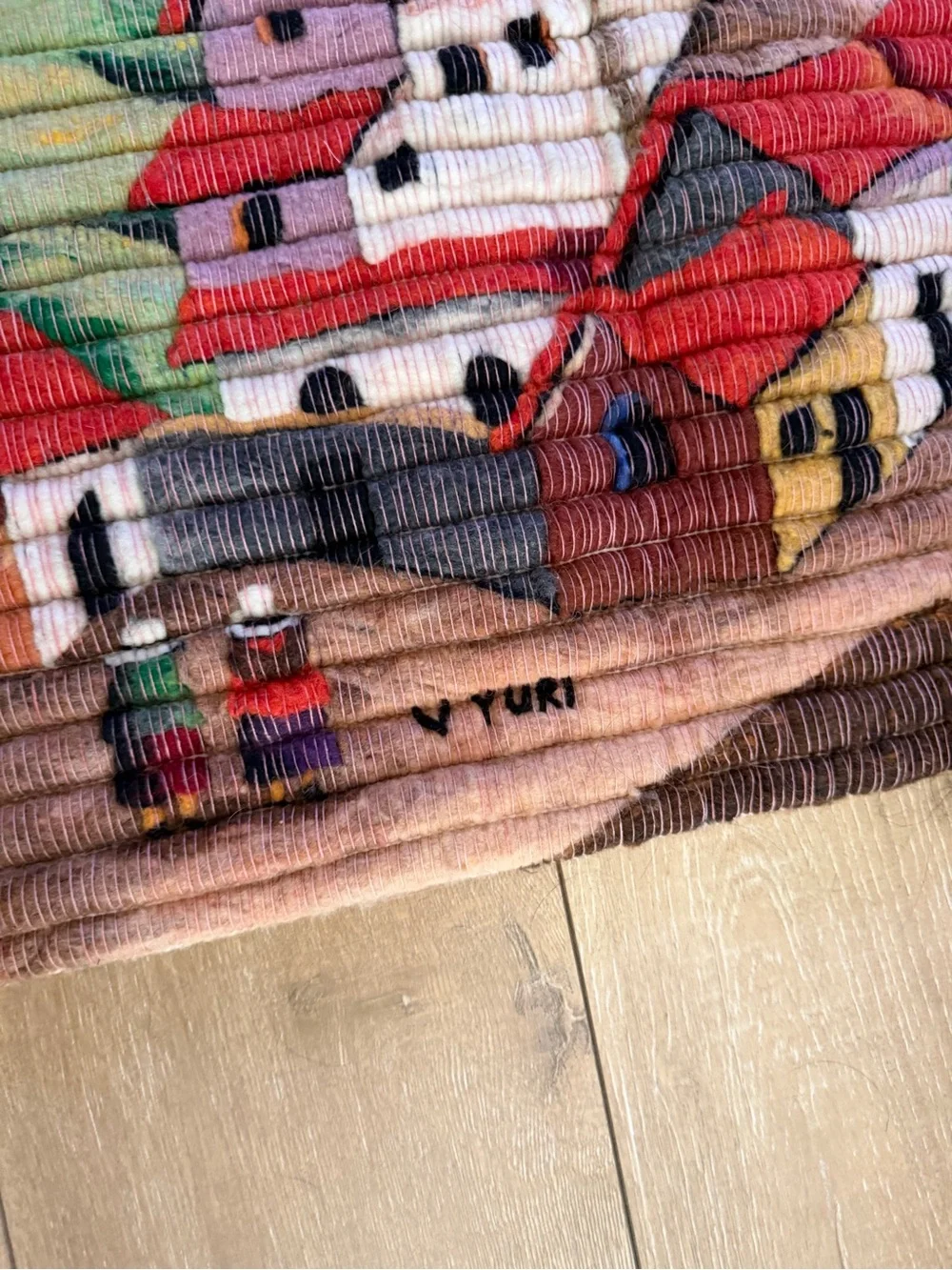 VTG V Yuri Handwoven Wool Tapestry Peruvian Village Mountain Wall Hanging